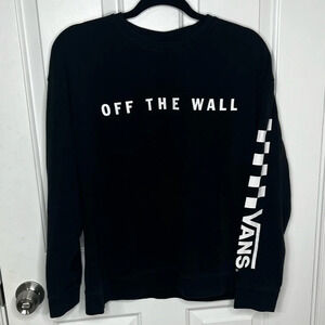 Vans Anthem Crew Off the Wall Sweatshirt Black White Logo Graphic Medium
